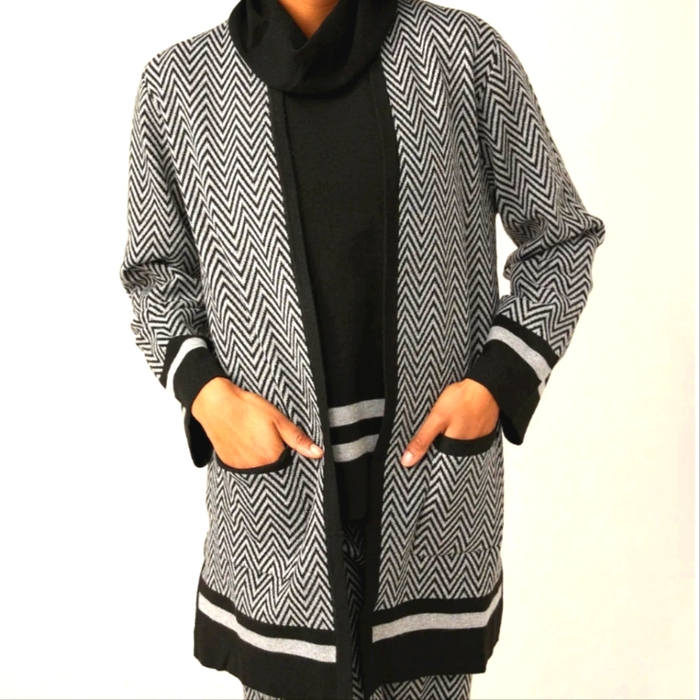 Emproved Set Cardigan Sweater And Knit Tank  gray and black